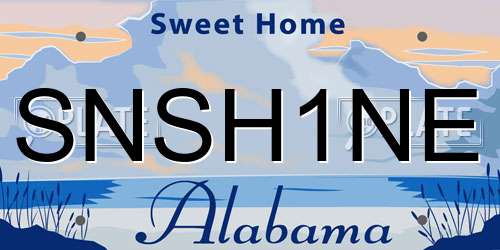 SNSH1NE Alabama License Plate