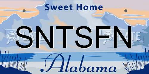 SNTSFN Alabama License Plate