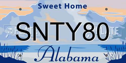 SNTY80 Alabama License Plate