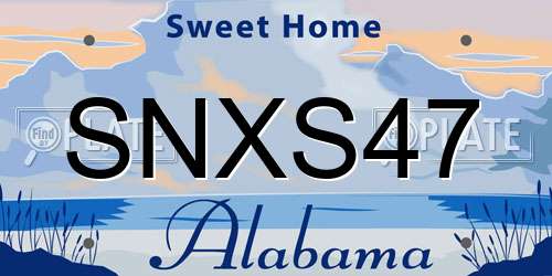 SNXS47 Alabama License Plate