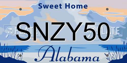 SNZY50 Alabama License Plate