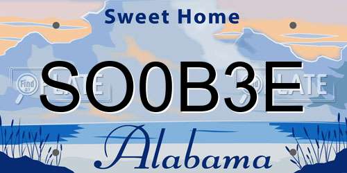 SO0B3E Alabama License Plate