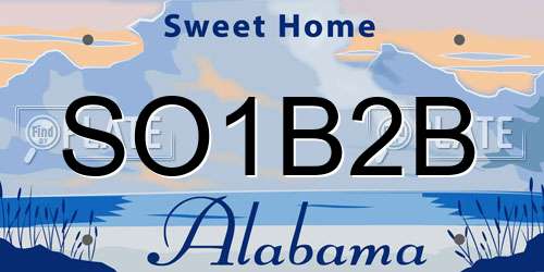 SO1B2B Alabama License Plate