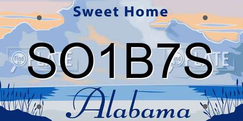 SO1B7S Alabama License Plate