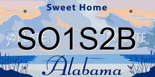 SO1S2B Alabama License Plate