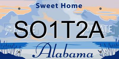 SO1T2A Alabama License Plate