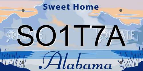 SO1T7A Alabama License Plate
