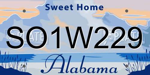 SO1W229 Alabama License Plate