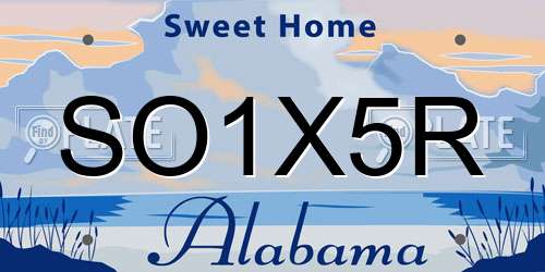 SO1X5R Alabama License Plate