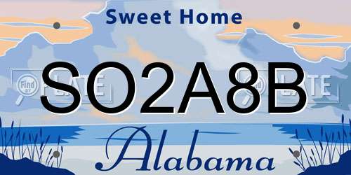 SO2A8B Alabama License Plate