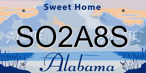 SO2A8S Alabama License Plate