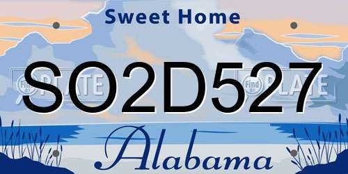SO2D527 Alabama License Plate