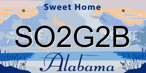 SO2G2B Alabama License Plate