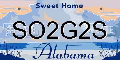 SO2G2S Alabama License Plate