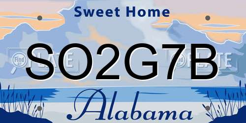 SO2G7B Alabama License Plate