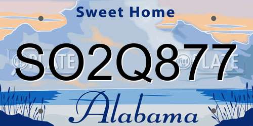 SO2Q877 Alabama License Plate