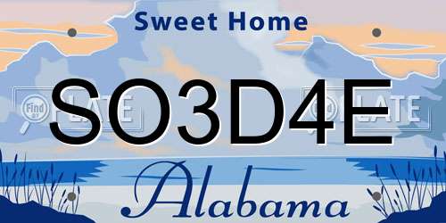 SO3D4E Alabama License Plate