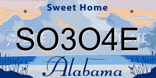 SO3O4E Alabama License Plate