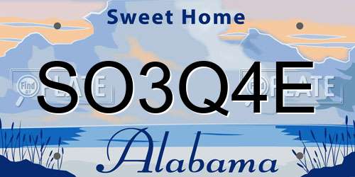 SO3Q4E Alabama License Plate