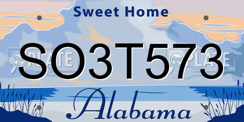 SO3T573 Alabama License Plate