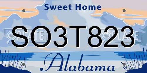 SO3T823 Alabama License Plate