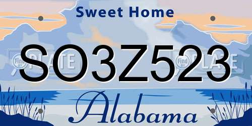 SO3Z523 Alabama License Plate