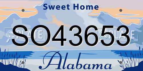 SO43653 Alabama License Plate