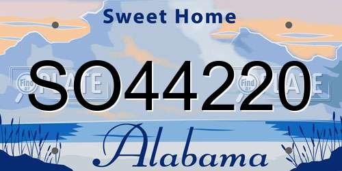 SO44220 Alabama License Plate