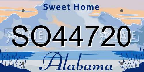 SO44720 Alabama License Plate