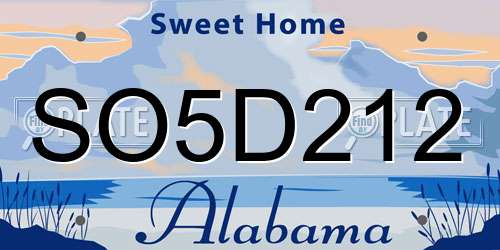 SO5D212 Alabama License Plate
