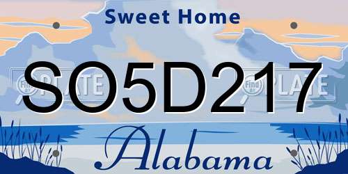 SO5D217 Alabama License Plate
