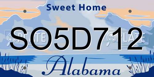 SO5D712 Alabama License Plate