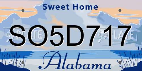 SO5D717 Alabama License Plate