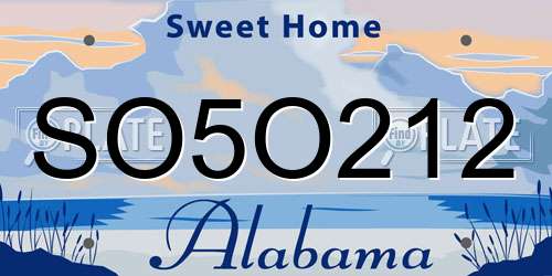 SO5O212 Alabama License Plate