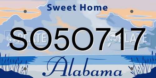 SO5O717 Alabama License Plate