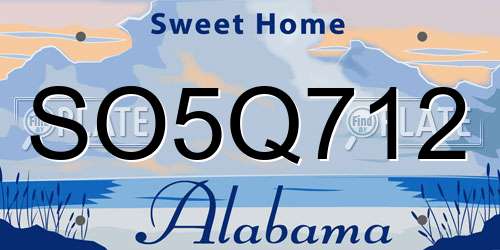 SO5Q712 Alabama License Plate