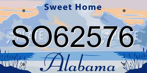 SO62576 Alabama License Plate