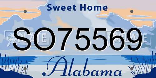 SO75569 Alabama License Plate