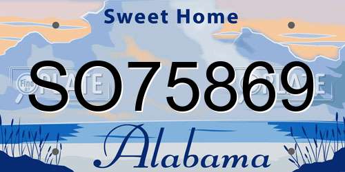 SO75869 Alabama License Plate