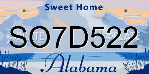 SO7D522 Alabama License Plate