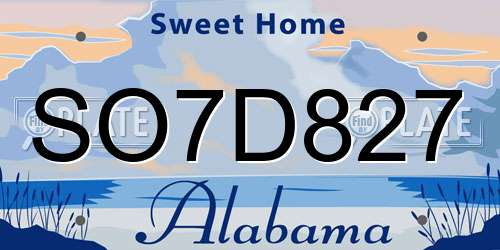 SO7D827 Alabama License Plate