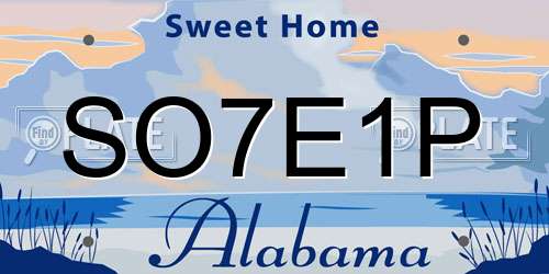 SO7E1P Alabama License Plate