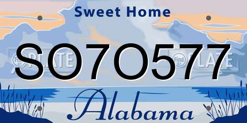 SO7O577 Alabama License Plate