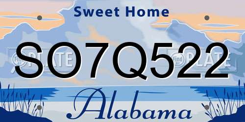 SO7Q522 Alabama License Plate