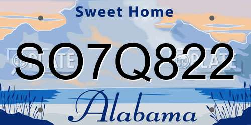 SO7Q822 Alabama License Plate