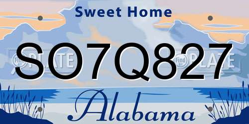 SO7Q827 Alabama License Plate