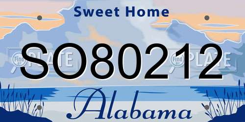 SO80212 Alabama License Plate