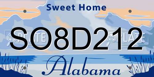 SO8D212 Alabama License Plate