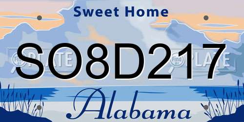 SO8D217 Alabama License Plate