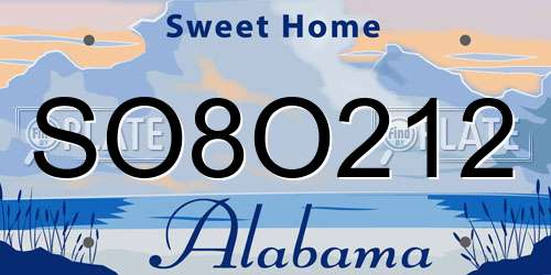 SO8O212 Alabama License Plate